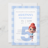 Personalisierte Blaue Ballerina Tanzparty Geburtst