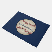 Personalisierte blaue Baseball-Fußmatte Fußmatte (Schrägansicht)