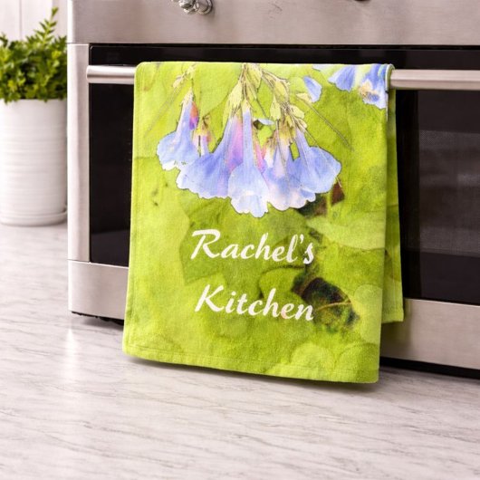 Personalisierte blaue Bell Blume Virginias Geschirrtuch