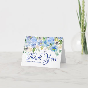 Personalisierte blaue Blumen Dankeskarten Dankeskarte