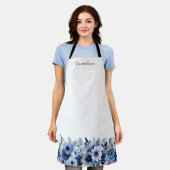 Personalisierte blaue Blumen Schürze (Getragen)