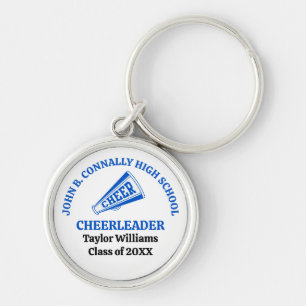 Personalisierte blaue Cheerleaderin der High Schoo Schlüsselanhänger