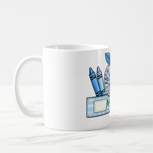 Personalisierte blaue Chinoiserie-Lehrergeschenk Kaffeetasse (Links)