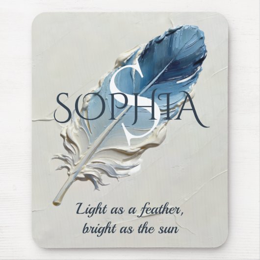 Personalisierte Blaue Feder Benutzerdefinierter Na Mousepad (Vorne)