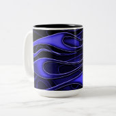 Personalisierte blaue Flammen Zweifarbige Tasse (Vorderseite Links)