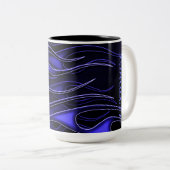 Personalisierte blaue Flammen Zweifarbige Tasse (VorderseiteRechts)