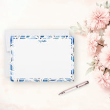 Personalisierte blaue florale Flachnotizkarte