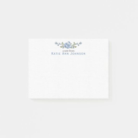 Personalisierte blaue florale maßgeschneiderte Kor Post-it Klebezettel (Vorderseite)