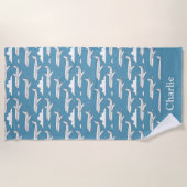 Personalisierte blaue Flugzeug-Kinder Strandtuch (Vorderseite)