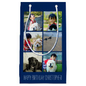 Personalisierte blaue Foto-Mosaik-Bild-Collage Kleine Geschenktüte (Vorderseite)