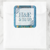 Personalisierte blaue, gestörte Farbtönkleber Quadratischer Aufkleber (Tasche)