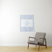 Personalisierte Blaue Gingham-Geburtstagsfeier Wandteppich (Beispiel)