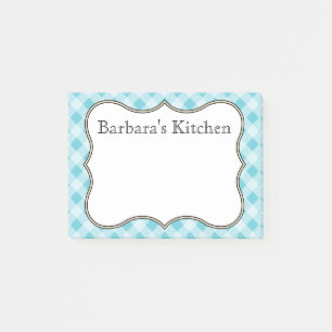 Personalisierte blaue Gingham-Post-it-Notes Post-it Klebezettel