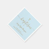 Personalisierte blaue Goldkreuzjungen Taufe elegan Serviette (Ecke)