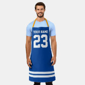 Personalisierte blaue GRILLEN Schürze mit Jerseynu (Getragen)