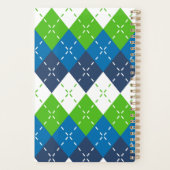 Personalisierte blaue, grüne und weiße Raute Planer (Rückseite)