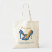 Personalisierte blaue Heels-Brautjungfern-Tasche Tragetasche (Vorne)