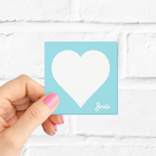 Personalisierte Blaue Herz-Klebezettel Post-it Klebezettel