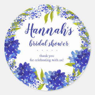 Personalisierte Blaue Hortensie Danke Braut Showe Runder Aufkleber