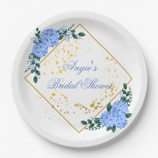 Personalisierte Blaue Hortensie Pappteller (Vorderseite)