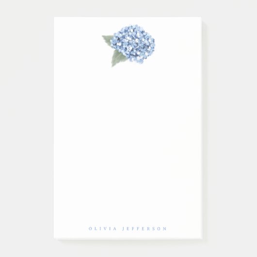 Personalisierte Blaue Hortensienblüte Post-it Klebezettel (Vorderseite)