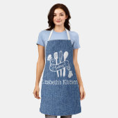 Personalisierte blaue Imitate Denim Backutensiden Schürze (Getragen)