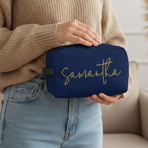Personalisierte blaue Kosmetiktasche für Brautjung Waschbeutel