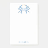 Personalisierte Blaue Krabben-Notizen | Küstenstra Post-it Klebezettel (Vorderseite)