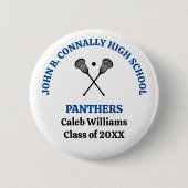 Personalisierte Blaue Lacrosse-Schulmannschaft der Button (Vorderseite)