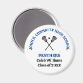 Personalisierte blaue Lacrosse-Schulmannschaft der Magnet (Vorderseite/Rückseite)