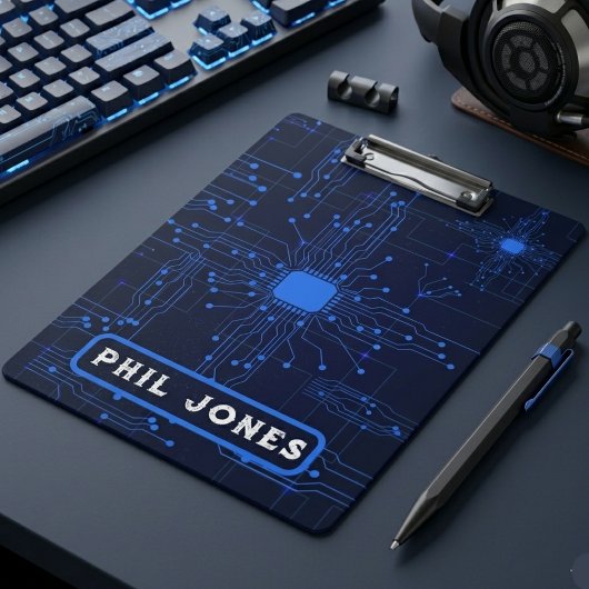 Personalisierte blaue Leiterplatte Tech Geek Klemmbrett