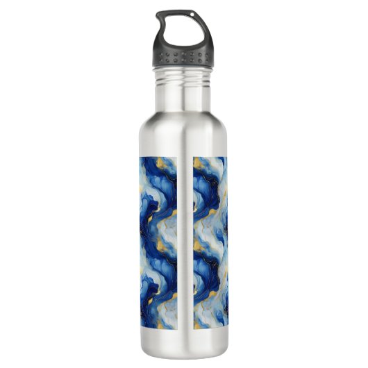 Personalisierte blaue Marmorflasche Edelstahlflasche (Rückseite)