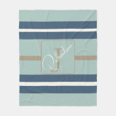Personalisierte Blaue Minze-Tan-Streifen-Monogramm Fleecedecke (Vorderseite)