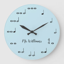 Personalisierte blaue Musiknoten Uhr