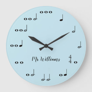 Personalisierte blaue Musiknoten Uhr