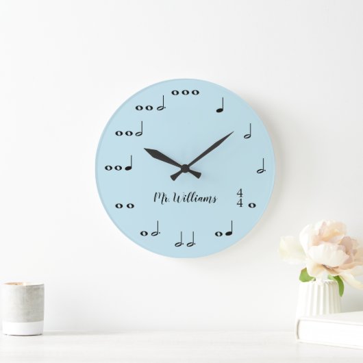 Personalisierte blaue Musiknoten Uhr (Zuhause)