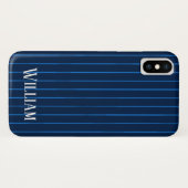 Personalisierte blaue Nadelstreifen Case-Mate iPhone Hülle (Rückseite (Horizontal))