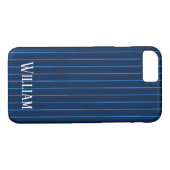 Personalisierte blaue Nadelstreifen Case-Mate iPhone Hülle (Rückseite (Horizontal))