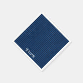 Personalisierte blaue Nadelstreifen Serviette (Ecke)