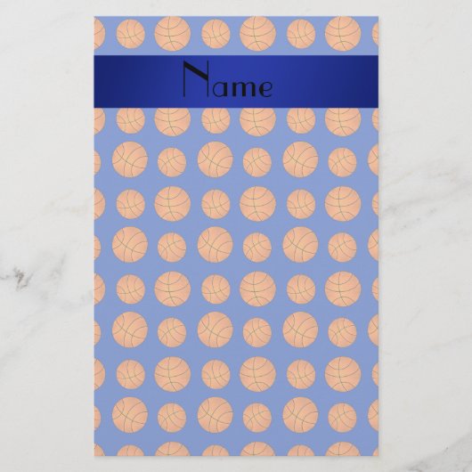 Personalisierte blaue Namensbasketbälle Briefpapier (Vorderseite)