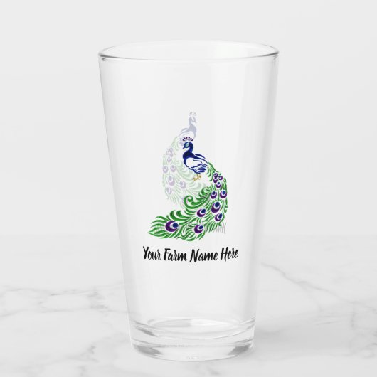 Personalisierte Blaue Pfauenfarm Glas (Rückseite)