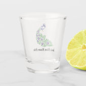 Personalisierte Blaue Pfauenfarm Schnapsglas (Rückseite)