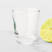 Personalisierte Blaue Pfauenfarm Schnapsglas (Rechts)