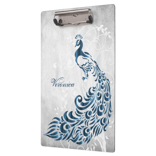 Personalisierte blaue Pfauenklappe Klemmbrett (Links)