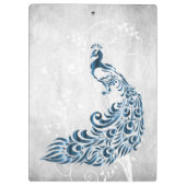 Personalisierte blaue Pfauenklappe Klemmbrett (Rückseite)