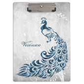 Personalisierte blaue Pfauenklappe Klemmbrett (Vorderseite)