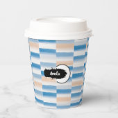 Personalisierte blaue Pfirsichfarben-Papiersorten Pappbecher (Vorderseite)