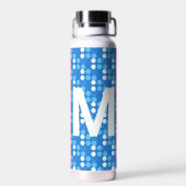 Personalisierte blaue Punkte Monogramm Kinder Wass Trinkflasche (Rückseite)