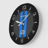 Personalisierte blaue Racing Stripes auf einem Große Wanduhr (Winkel)