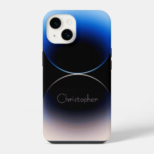 Personalisierte blaue Radial-Textur iPhone 15 14 Hülle